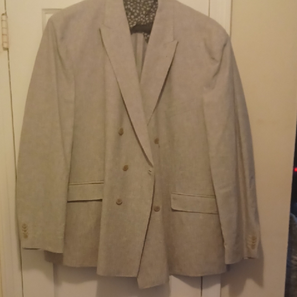 JOE Joseph Aboud, Grey Linen Blend Double Breasted Blazer Sz 52R Slim Fit